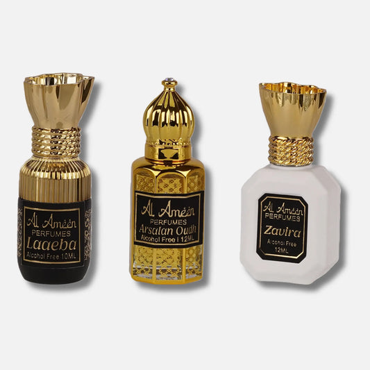 Laaeba, Arsalan Oudh & Zavira Luxury Attar Perfume Combo for Men – 34ML Al Ameen Perfumes